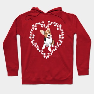 Corgi Puppy Cherry Blossom Heart Hoodie